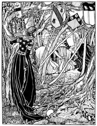 Een illustratie voor Sir Lancelot Du Lake, 1898
