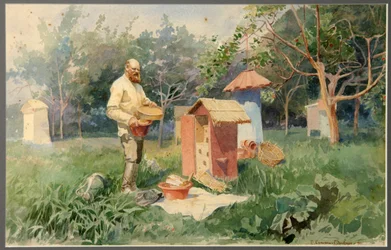 Bij de bijenstal, 1890