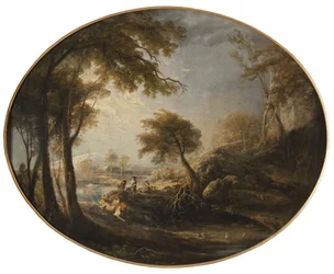 Landschap met boeren en vee