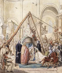 De Zegening van de Klok van de Dorpskerk in Ormesson door de Markiezin d