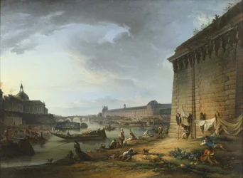 Uitzicht op Parijs vanaf de Oever onder de Pont Neuf