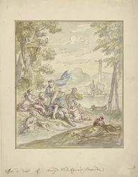 Ontwerp voor een kamerbeschildering met Armida en Rinaldo
