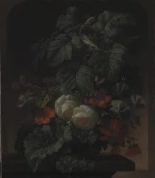 Een kom met bloemen