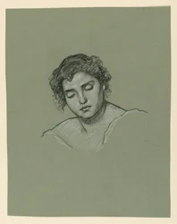 Tekening, Hoofd van een vrouw, ca. 1885