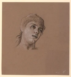 Tekening, Portretschets van een jong meisje, ca. 1885