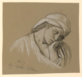 Tekening, Portret van een gekostumeerde figuur, ca. 1885
