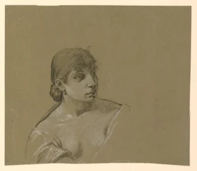 Tekening, Portret van een jonge vrouw, ca. 1885