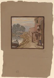 Oude man bij een rivier