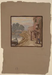 Oude man bij een rivier