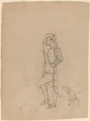 Studie van jager met honden