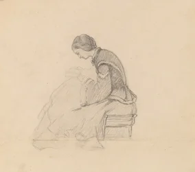Studie van een lezend meisje, ca. 1858