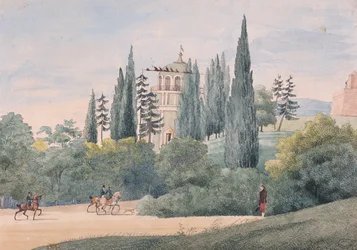 Ruiters in een Italiaans landschap