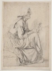 1e studie voor het schilderij met de vrouwen bij de fontein in A.