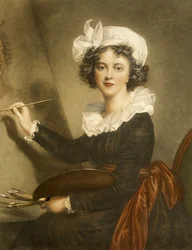 Gravure die Marie Elisabeth Louise Vigee Le Brun reproduceert