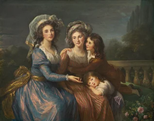 De markiezin van Pezay en de markiezin van Rougé met haar zonen Alexis en Adrien