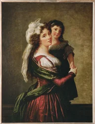 Mevrouw Rousseau, de vrouw van architect Pierre Rousseau, en haar dochter ...