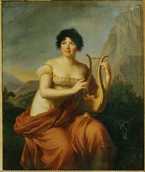 Portret van Germaine Necker, Mme. de Stael ... (olieverf op hout)