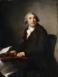 Portret van Giovanni Paisiello aan het klavecimbel