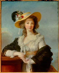 Portret van Yolande Gabrielle Martine de Polastron, hertogin van Polignac (1749-1793), met strohoed, 1782, 0,92 x 0,73 m