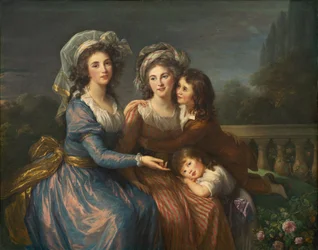 De markiezin de Pezay en de markiezin de Rougé met haar zonen Alexis en Adrien, 1787