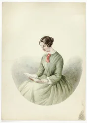 Portret van een lezende vrouw