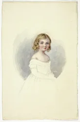 Portret van Jong Meisje met Schouderloze Jurk