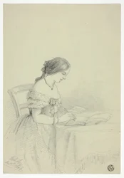 Vrouw die aquarelleert (mogelijk een Zelfportret)