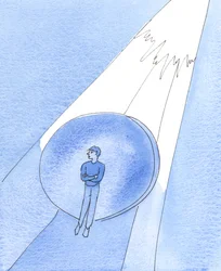 Een katholiek die weigert sommige waarheden van het geloof te geloven, werpt een barrière op in zijn ziel en verhindert zichzelf om de Waarheid helderder te begrijpen, 2005 (aquarel op papier)