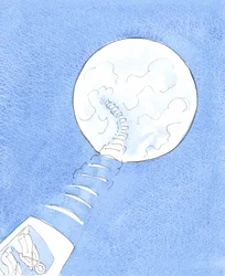 Een astronaut die terugkijkt naar de aarde die hij heeft verlaten kan de dingen in hun juiste perspectief zien, en zien wat belangrijk was voor de vlucht en wat onnodige zorgen veroorzaakte, 2005 (aquarel op papier)