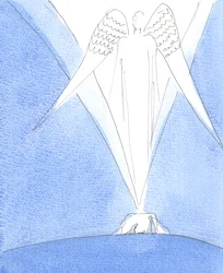 Een gebeurtenis zo wonderbaarlijk als de geboorte in onze wereld van de vleesgeworden Zoon van God kon niet onopgemerkt voorbijgaan, 2005 (aquarel op papier)