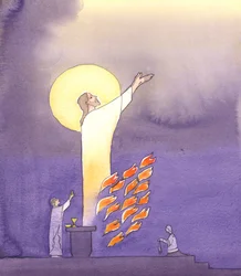 Bij de mis bidden we met Christus die zich in de brandende liefde van de Heilige Geest tot de Vader uitstrekt