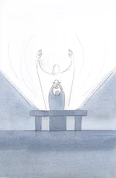 Bij de offerande pleitte Christus namens ons, met uitgestrekte armen naar de Vader.
