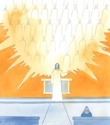 Christus vroeg me mijn kleine fouten te vergeten en blij te zijn met het prachtige gezelschap van de heiligen, 2005 (aquarel op papier)