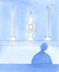 Christus verwacht niet dat we volmaakt worden alleen omdat we tijd met Hem doorbrengen in Expositie, 2005 (aquarel op papier)
