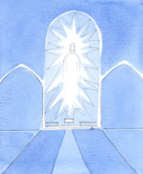 Christus onze God is sacramenteel aanwezig in al zijn glorie in het tabernakel, 2005 (aquarel op papier)