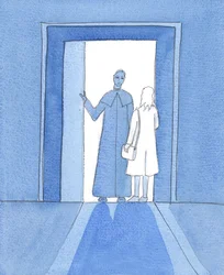Christus wees op de waarheid dat ik, door mijn beslissing om als katholiek de volledige communie binnen te gaan, pijn en vervolging riskeerde uit liefde voor Hem - net als veel van zijn volgelingen in zijn aardse levenstijd en elk tijdperk, 2005 (aquarel o