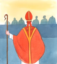 Christus ziet, als een van de trieste fouten in de Kerk van vandaag, het falen van sommige geestelijken om noodzakelijke waarheden te spreken, 2005 (aquarel op papier)