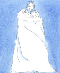 Christus staat bij ons in de Heilige Communie, ons in Zijn mantel wikkelend, zoals een man een vriend in een storm omhult, om zijn vriend dicht bij zich te houden en hem bescherming, warmte en troost te geven
