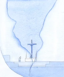 Tijdens de Heilige Mis was het alsof er een barst verscheen over het heiligdom, waardoor ik Christus aan het kruis zag