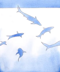 God schiep alles wat leeft en ademt - zelfs haaien en vogelspinnen en andere wezens die doden, 2005 (aquarel op papier)