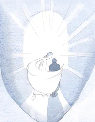 Hij omcirkelde mijn ziel, zag het geveegd door lange arbeid en door Zijn kracht, en toen wierp Hij Zijn troostende mantel om mij heen