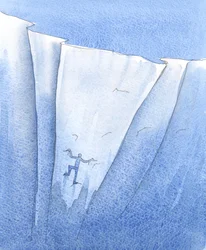 Ik zag een persoon die zich vastklampt aan de wand van de afgrond, beledigingen naar Christus slingert en toch het gevaar loopt - bij de minste gewelddadige beweging - in de diepte te vallen, 2004 (aquarel op papier)