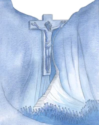 Ik zag de kwelling van Christus, en de smalle weg waardoor de mensheid werd teruggeleid naar God, de weg van het kruis