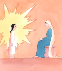 Als we Christus willen benaderen in de Aanbidding, om Hem de liefde te tonen die Zijn Moeder Maria Hem op aarde betoonde, hoeven we Hem alleen maar onze vreugde te tonen over Zijn Werkelijke Aanwezigheid, 2005 (aquarel op papier)