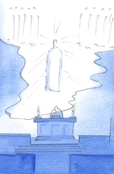 Het was alsof de vloer van de hemel zelf werd uitgebreid over het altaar, zodat Christus zowel in de hemel als op het altaar aanwezig was.