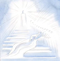 Jezus kwam een trap af uit de Hemel om mij te begroeten in de Communie en om mij naar huis te leiden