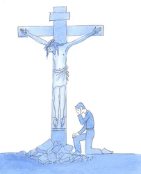 Veel katholieken die vandaag de dag niet in alle leerstellingen van de Kerk geloven, schetsen een verkeerd beeld van het tijdperk vóór het laatste Concilie, 2005 (aquarel op papier)