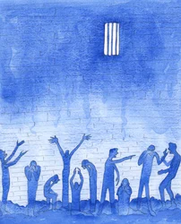 Geen beeldspraak kan de gruwel overbrengen van de scheiding, in de hel, van de Bron van alle liefde en vreugde, 2005 (aquarel op papier)