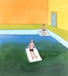 Niemand bereikt heiligheid door schuchter naar het water van heiligheid te kijken, of door te proberen aan de oppervlakte te blijven, 2005 (aquarel op papier)