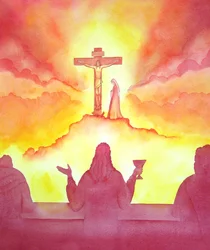 Op de avond voor Zijn dood stelde Jezus de Heilige Eucharistie in, tijdens het Laatste Avondmaal